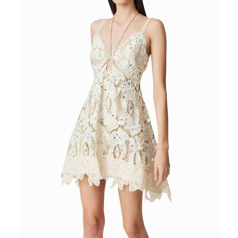 Elliatt Ivory Lace Mini Dress with Plunging Neckline - Picture 4 of 5